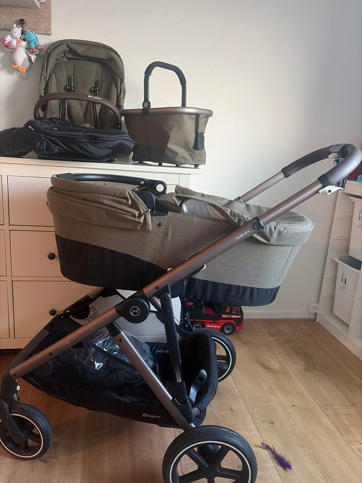 Cybex Gazelle kinderwagen met reiswieg, mandje en slaapzak, Gebruikt, Met reiswieg, Ophalen, Kinderwagen