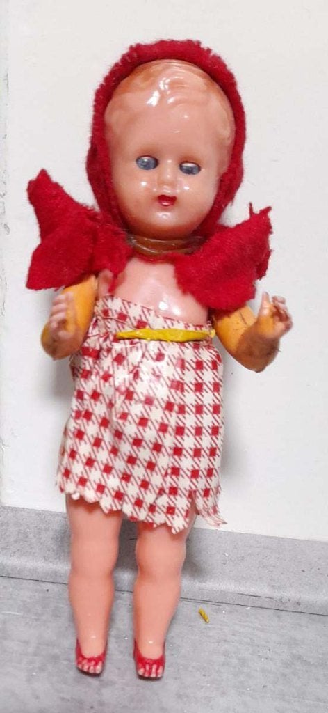 Retro / Vintage Poppetje / pop met slaapogen. 11 cm, Verzamelen, Ophalen of Verzenden, Gebruikt