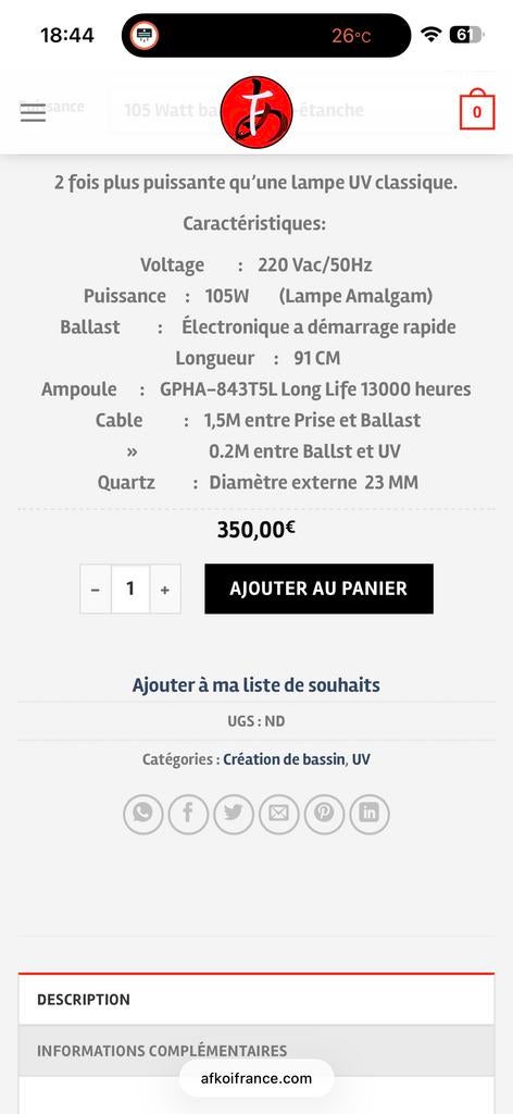 UV Amalgam T5 – Aquariolux 80watt, Tuin en Terras, Vijvers, Gebruikt, Verzenden