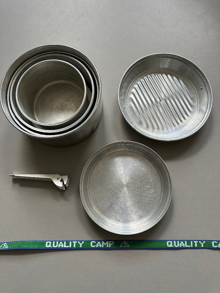 pannenset aluminium kamperen, Ophalen of Verzenden, Gebruikt