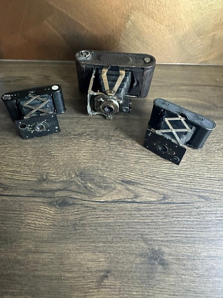 Vintage opvouwbare balgcamera's - set van 3, Antiek en Kunst, Ophalen of Verzenden