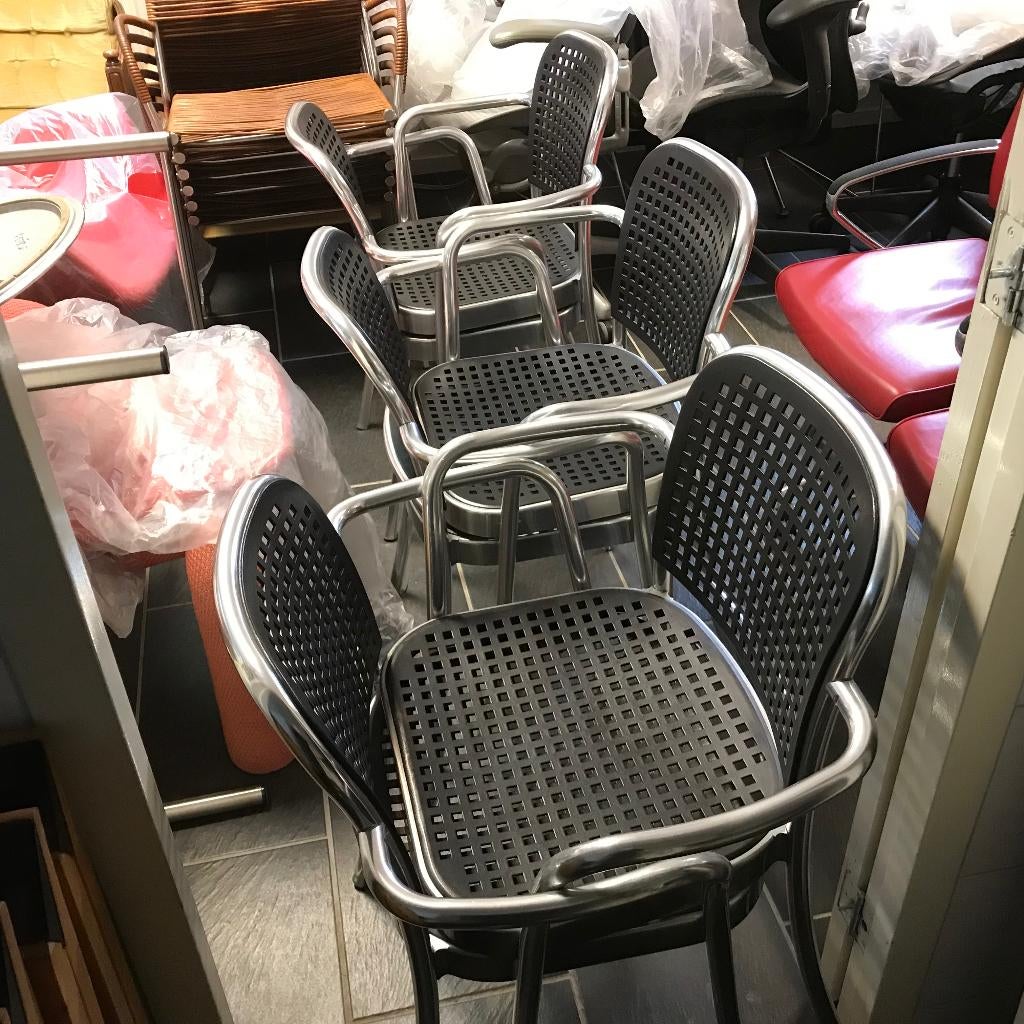 5 Depadova De Padova Silver chair stoel aluminium zwart, Gebruikt, Zwart, Ophalen of Verzenden, Nvt