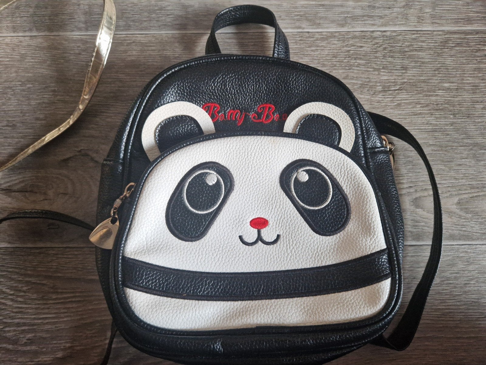 Lederen rugtas met panda, Sieraden, Tassen en Uiterlijk, Tassen | Rugtassen, Ophalen, Zo goed als nieuw, Overige merken