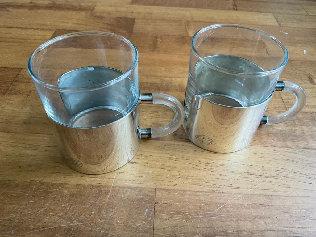 2 vintage verzilverde theeglazen Zilverstad, Antiek en Kunst, Ophalen of Verzenden