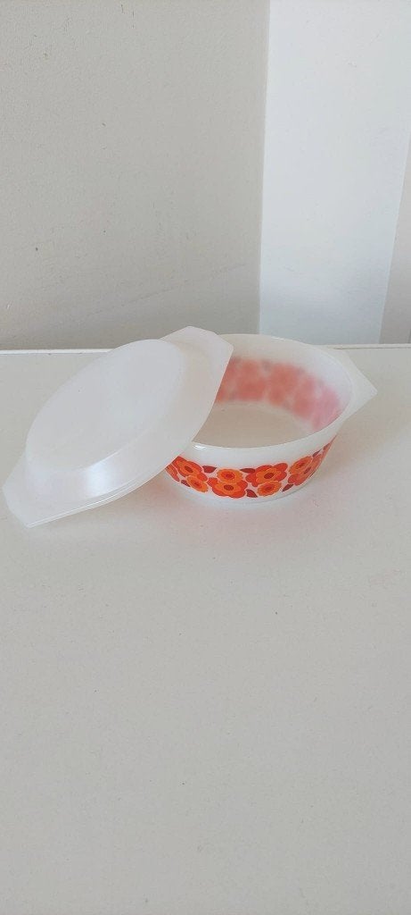 Vintage Arcopal Lotus dek schaal jaren 70 - Oranje/Rood, Huis en Inrichting, Eu, Overige merken, Eu, Vintage