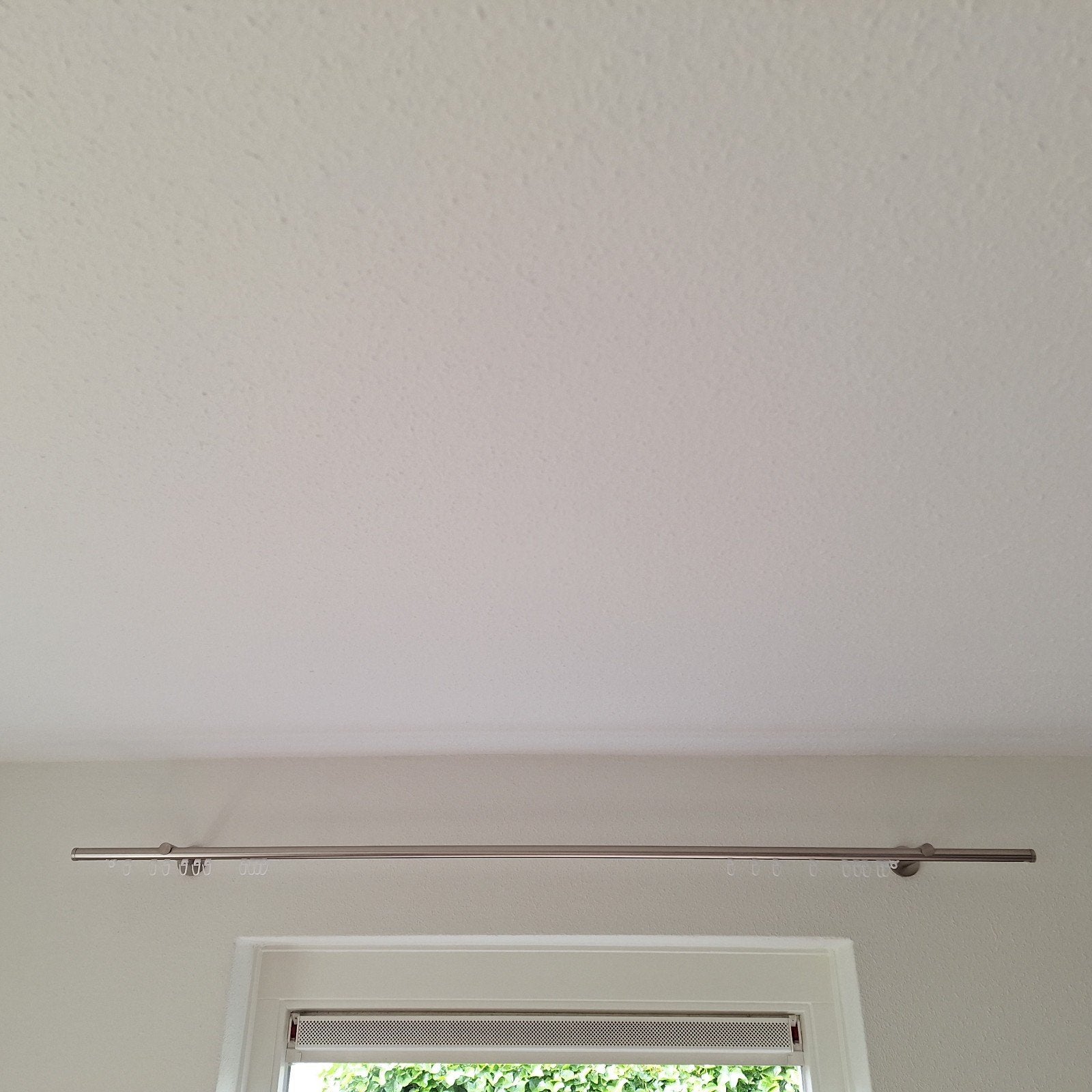 Gordijnroede RVS-look met glijders, 150 cm (2x), Ophalen of Verzenden, Zo goed als nieuw, Grijs