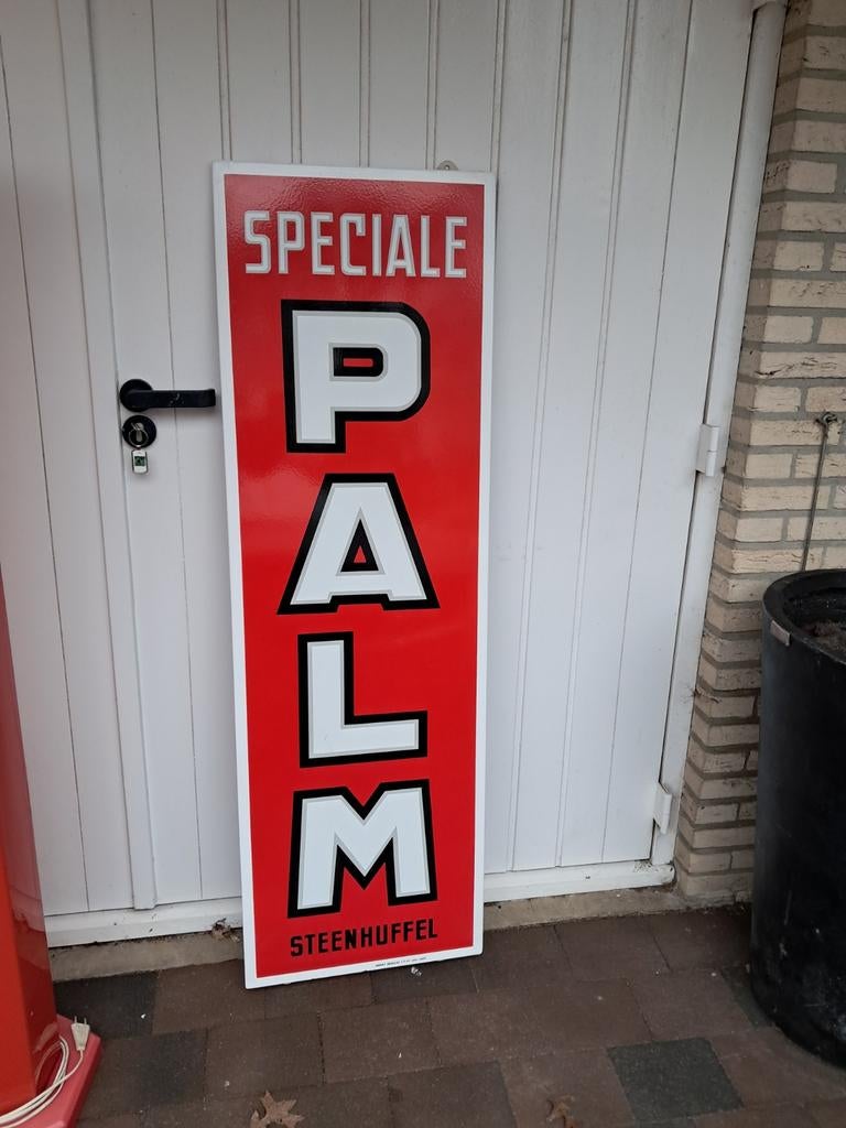Groot emaille reclame bord Palm speciale 1969 gebruikt staat, Ophalen, Gebruikt, Reclamebord, Plaat of Schild, Palm