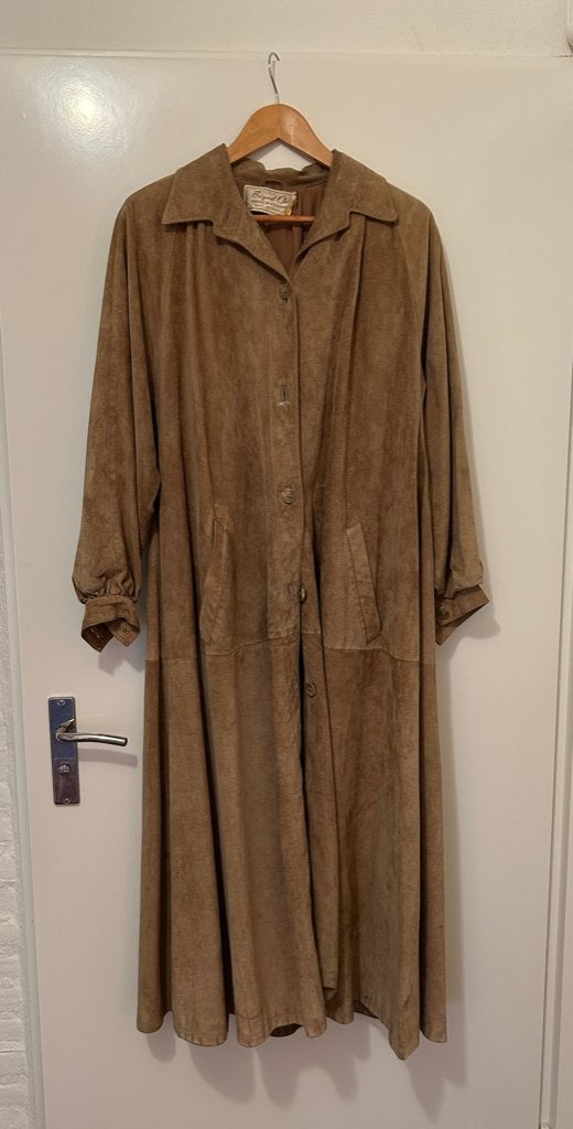 Vintage Beged-Or suede jas, Bruin, Verzenden, Maat 42/44 (L), Gedragen
