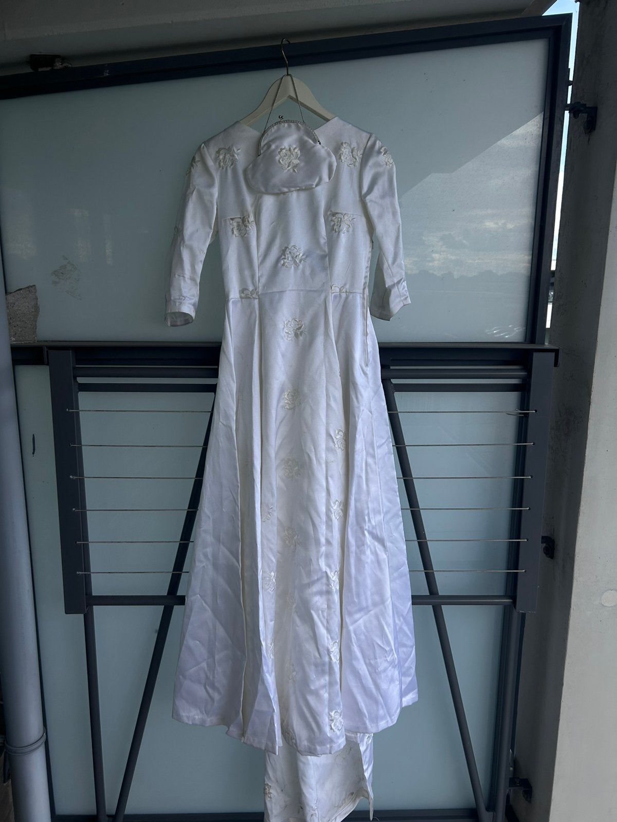Vintage trouwjurk + tasje, Kleding | Dames, Trouwkleding en Trouwaccessoires, Ophalen, Gedragen, Wit, Trouwjurk
