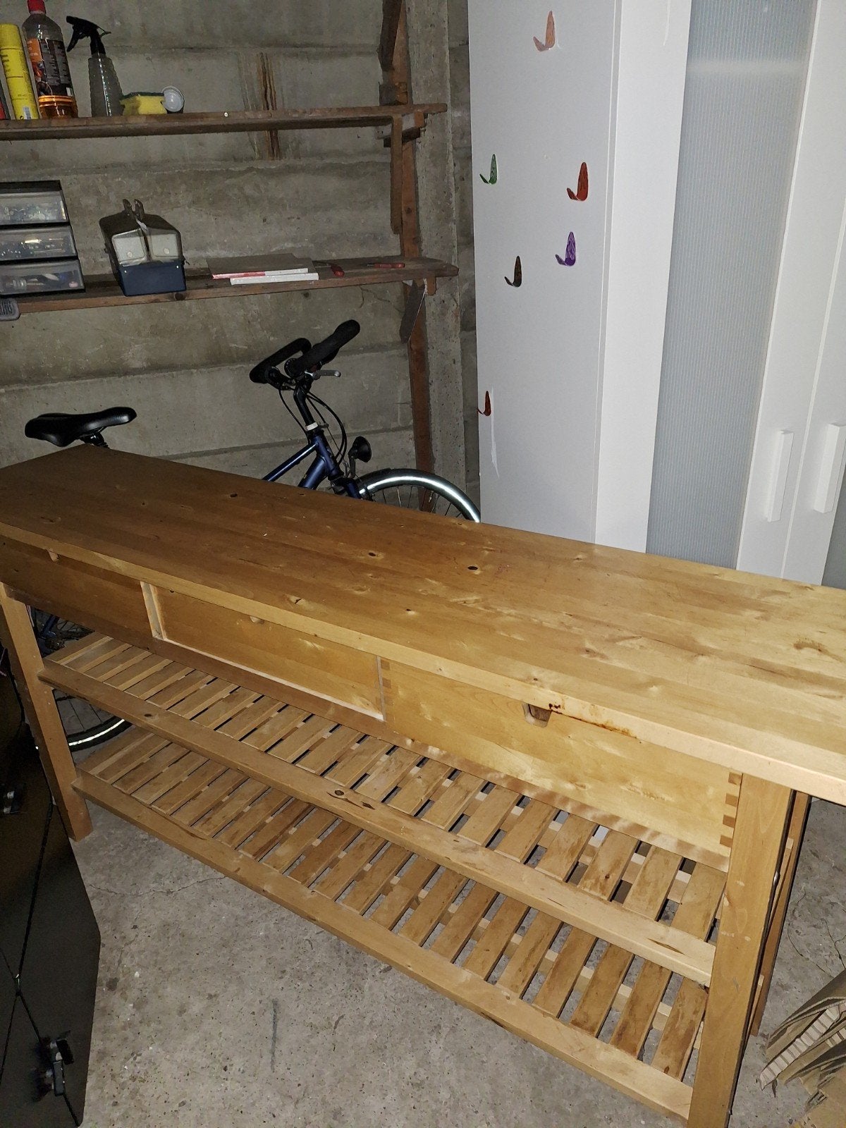 Houten werkbank, Ophalen, Gebruikt, Hout, Bruin