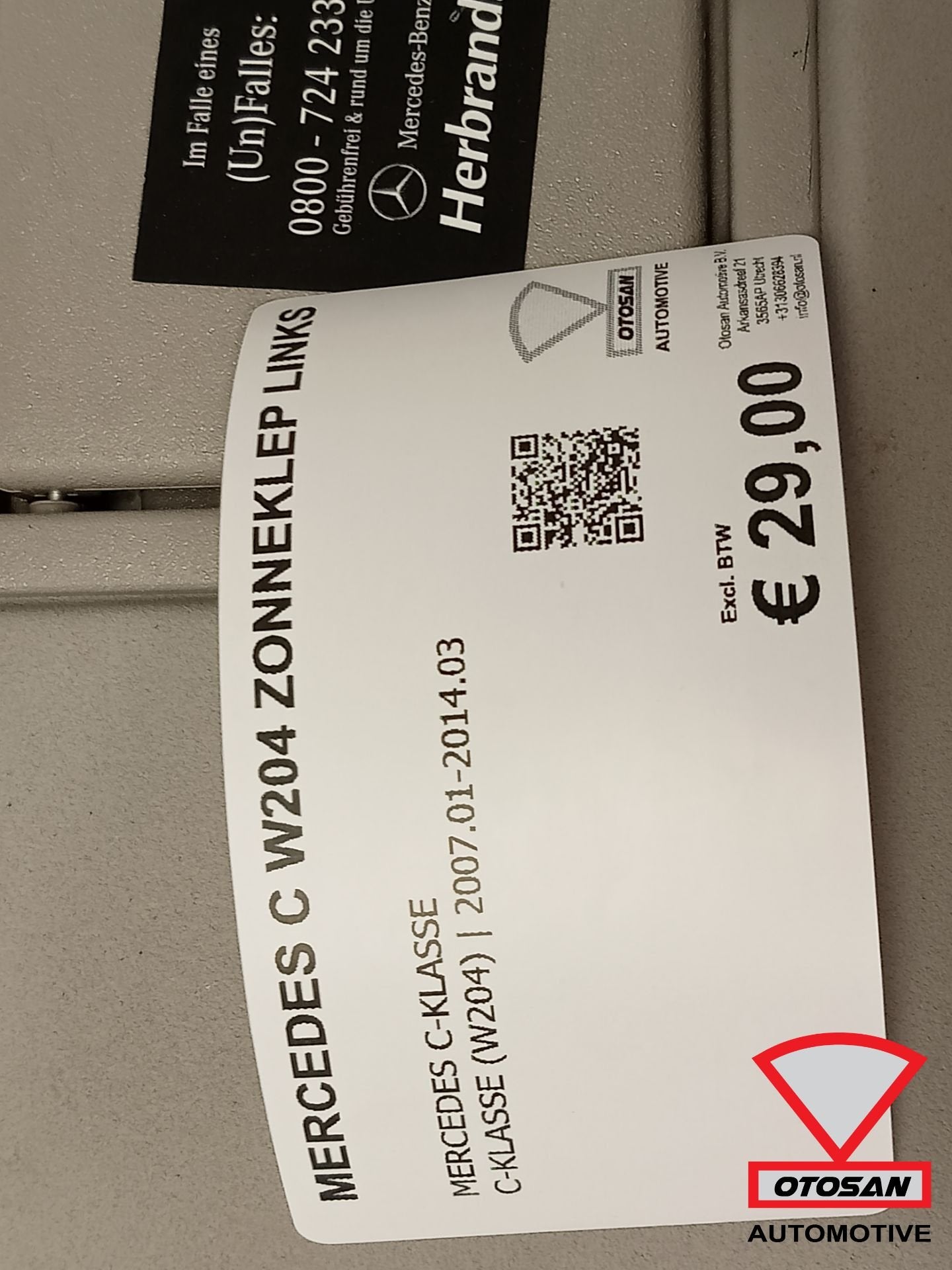 Mercedes C Klasse W204 Zonneklep Links, Gebruikt, Mercedes-Benz AG, Mercedes-Benz, Ophalen of Verzenden