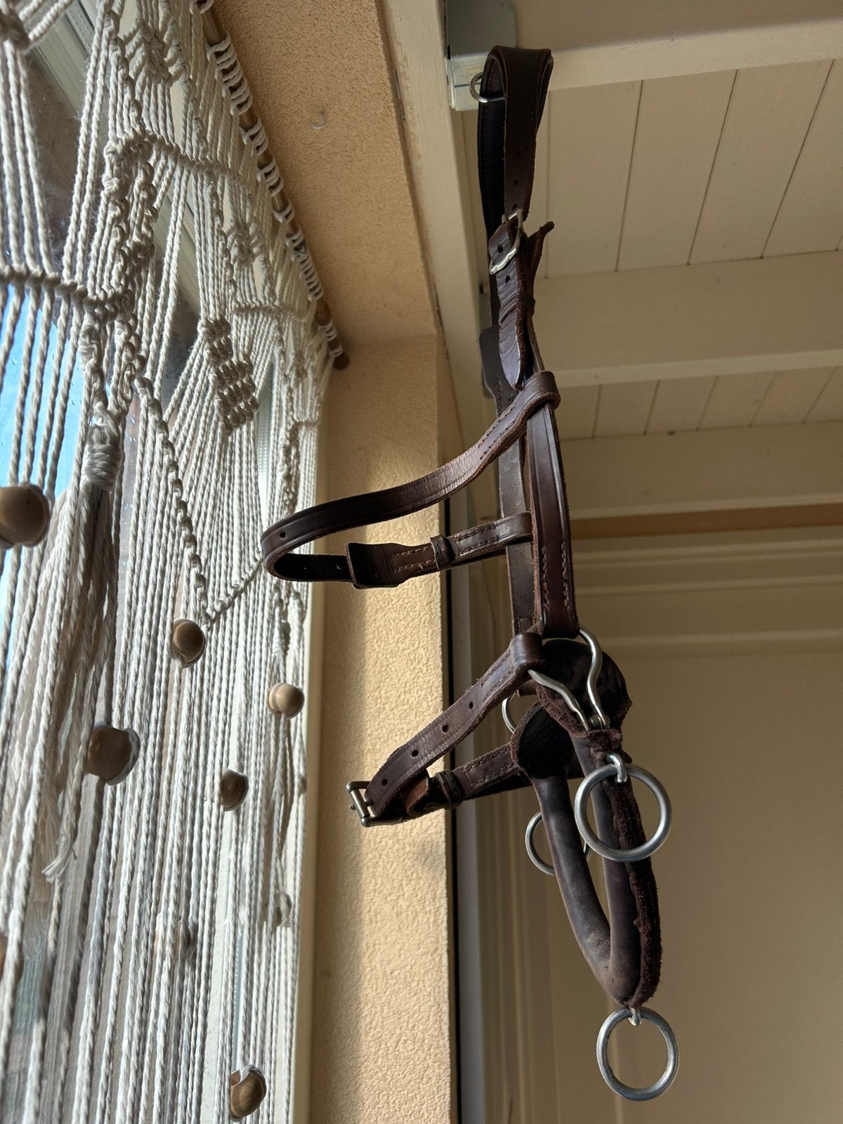 Handgemaakte bruin leren anatomische kaptoom met ketting, Bruin, Anatomisch gevormd, Ophalen of Verzenden, Zo goed als nieuw