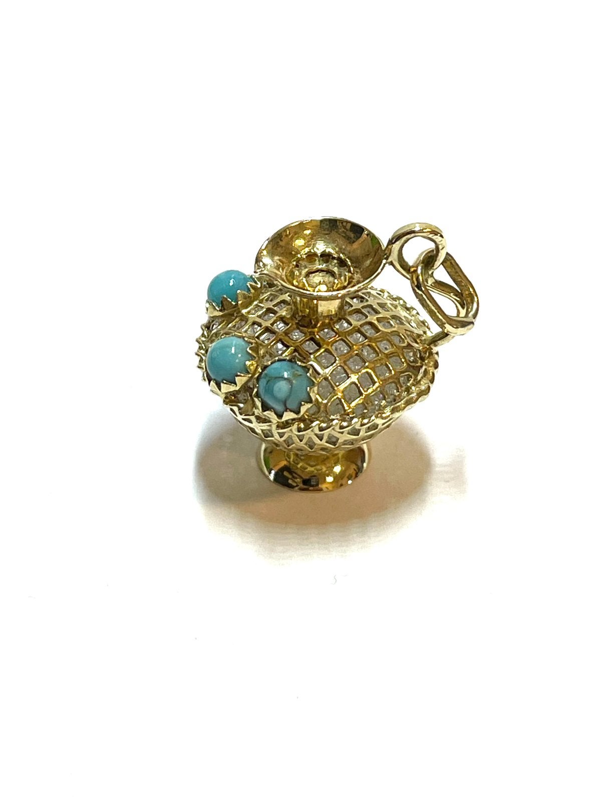 14k gouden hanger met turquoise, Overige voorstellingen, -, -, Ophalen of Verzenden