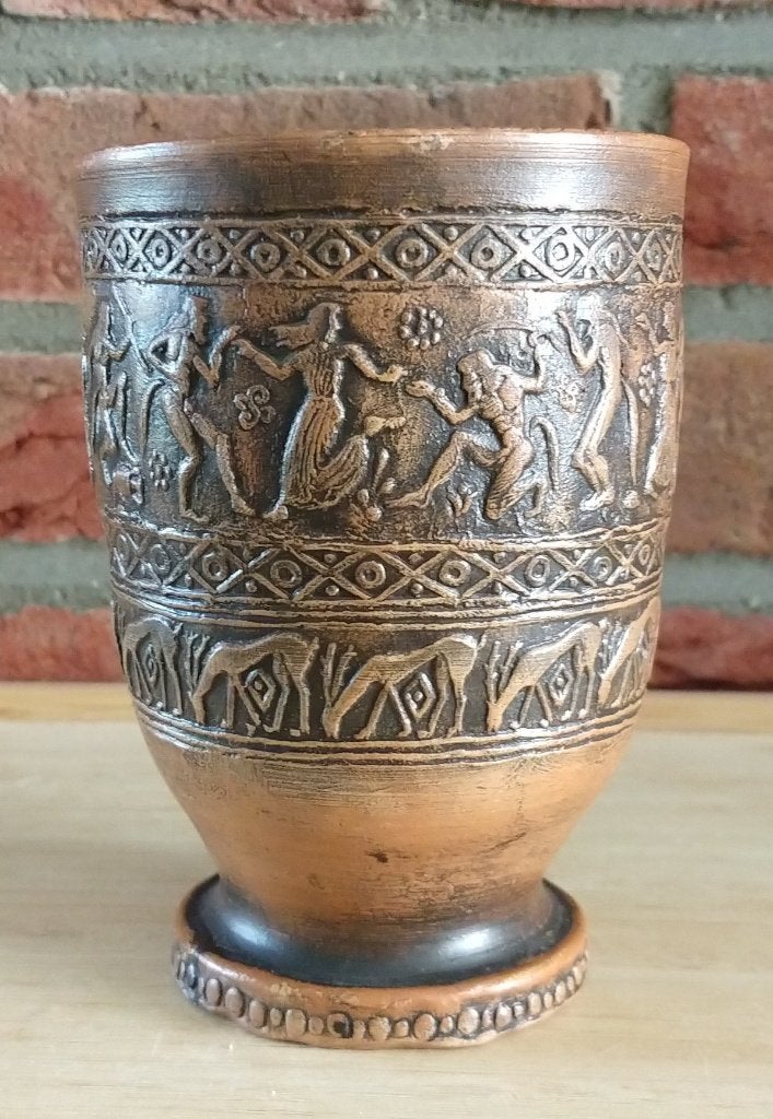 zeldzame antieke terra cotta beker , volgnr 9, Ophalen of Verzenden