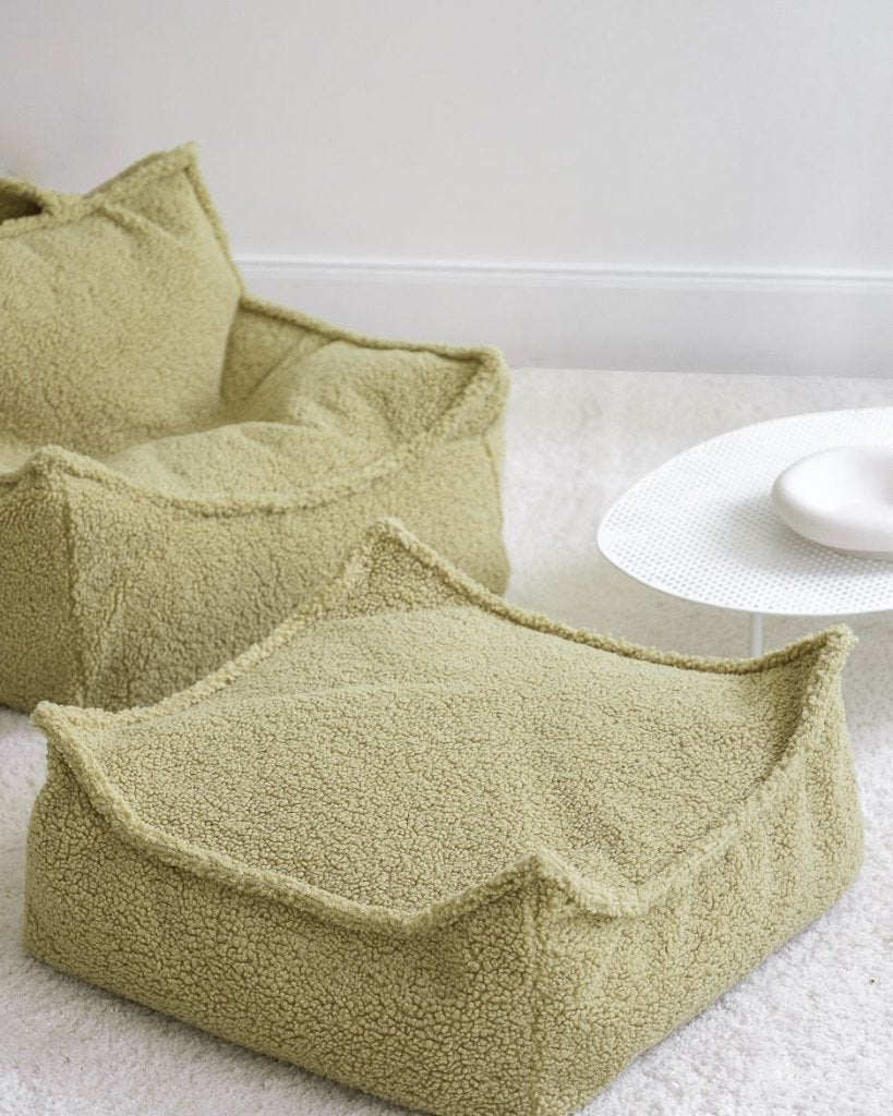 Kinderzitzak + Poef Teddy Matcha Groen Wigiwama, Minder dan 50 cm, Vierkant, Nieuw, Minder dan 50 cm