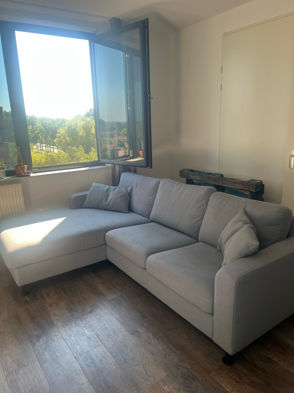 Blauwgrijze hoekbank - 250 x 170 cm, Ophalen of Verzenden, Gebruikt, Stof