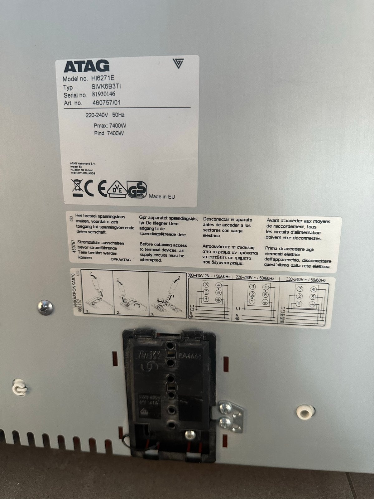 ATAG Inductie Kookplaat - HI6271E, Ophalen, Gebruikt, 4 kookzones, Inbouw