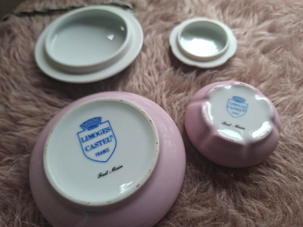 Limoges Castel Porseleinen Doosjes - Roze, Handgemaakt, Ophalen of Verzenden