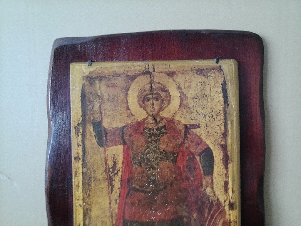 Sint Joris Icoon 23x39cm icon Saint George John Zograph, Ophalen of Verzenden, Gebruikt, Overige typen, Christendom | Katholiek