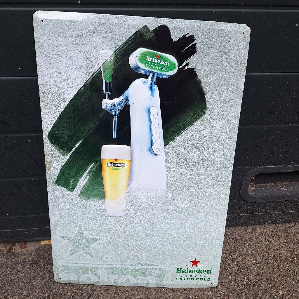 Heineken Bier Extra Cold Reclamebord, Ophalen of Verzenden, Gebruikt, Reclamebord, Plaat of Schild, Heineken