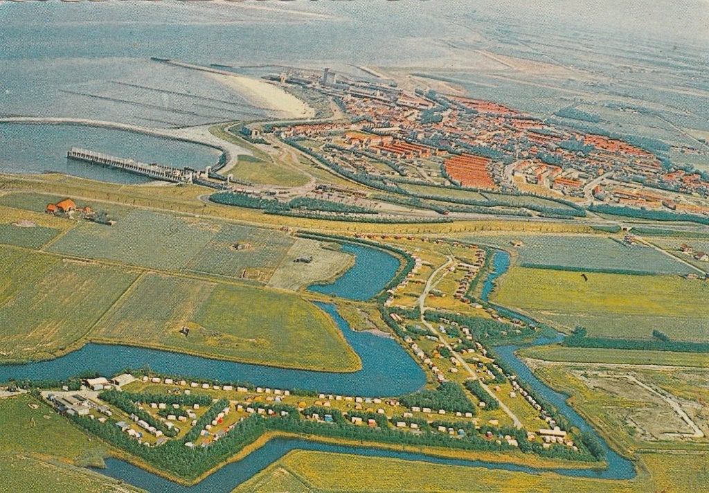 BRESKENS Camping Zeebad Luchtfoto met Roodstempel, Verzenden, 1960 tot 1980, Gelopen, Zeeland