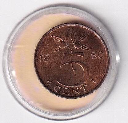 5 Cent 1980 Prachtig met diverse muntkleuren, Verzenden, Koningin Juliana, 5 cent, Losse munt