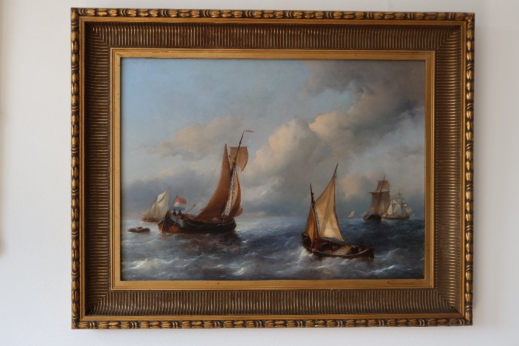 Antonie Waldorp 1803-1866, schilderij maritiem zeezicht, Maritiem / water, Doek, Oud hollands, Ophalen of Verzenden