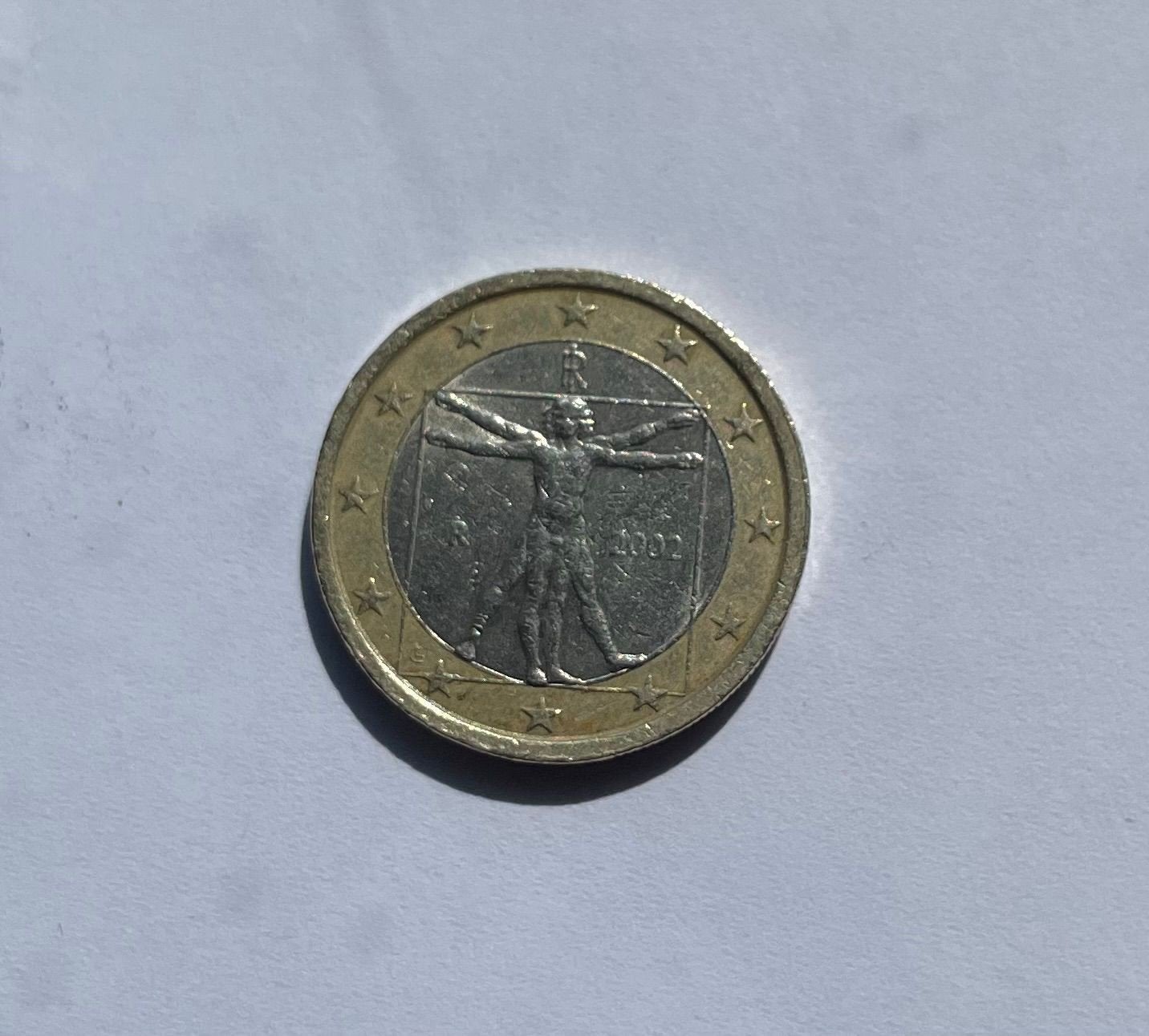 1 Euro munt Italië 2002 - De Man van Vitruvius, Ophalen of Verzenden, Italië, 1 euro, Losse munt