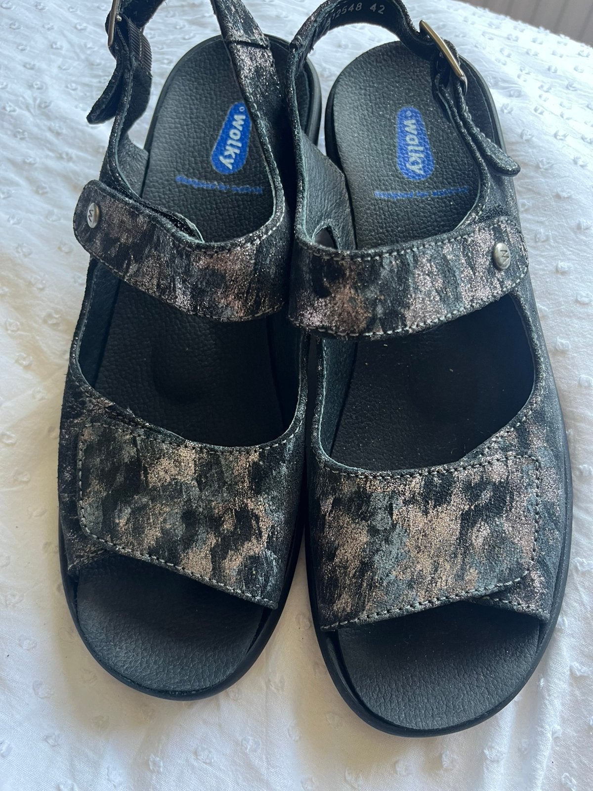 Sandalen van Wolky, maat 42, grijs/blauw leer, Ophalen of Verzenden, Zo goed als nieuw, Blauw, Sandalen of Muiltjes