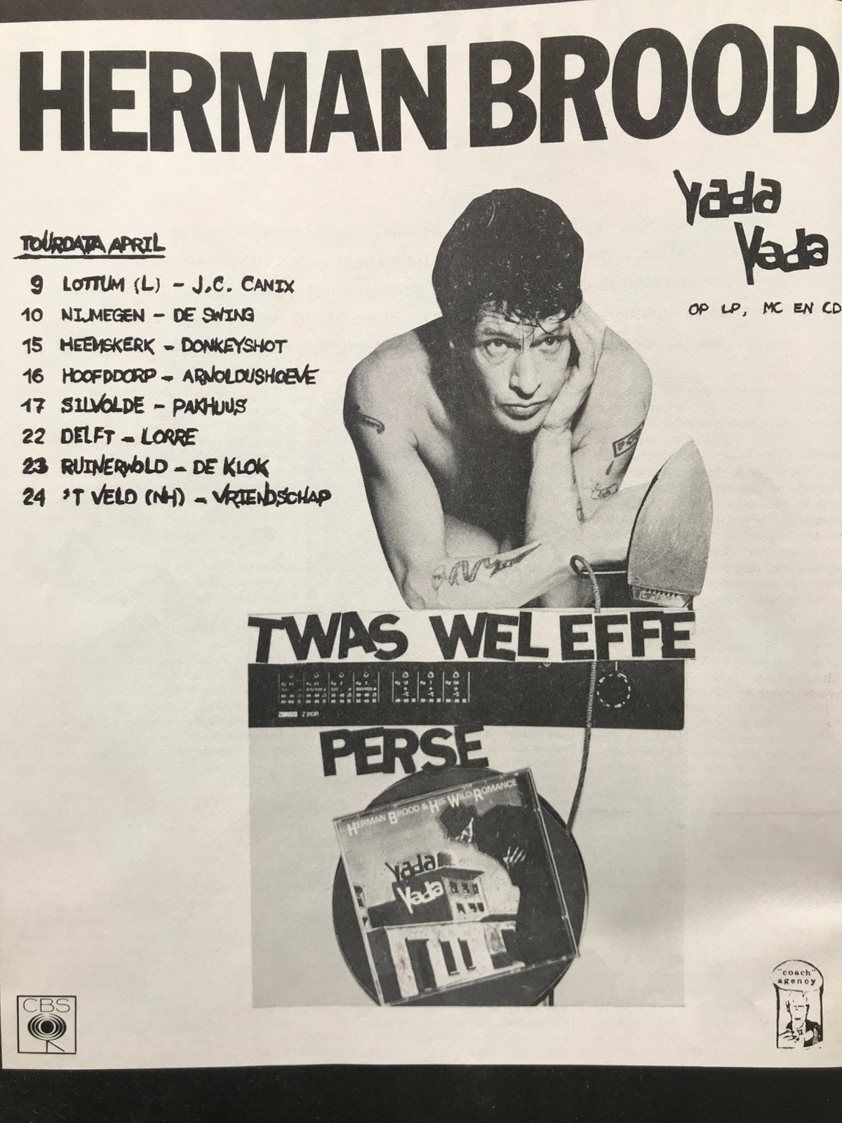 Paginagrote A4 advertentie HERMAN BROOD Yada Yada tour, Ophalen of Verzenden, Zo goed als nieuw, 12 inch, Poprock