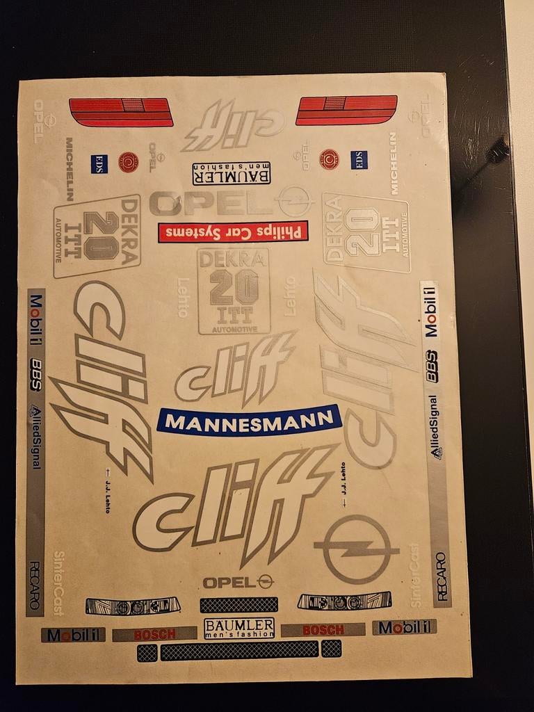 Rc sticker-vel: Opel Calibra V6 Cliff DTM 1995 J.J. Lehto, Overige merken, Auto, Groter dan 1:32, Nieuw