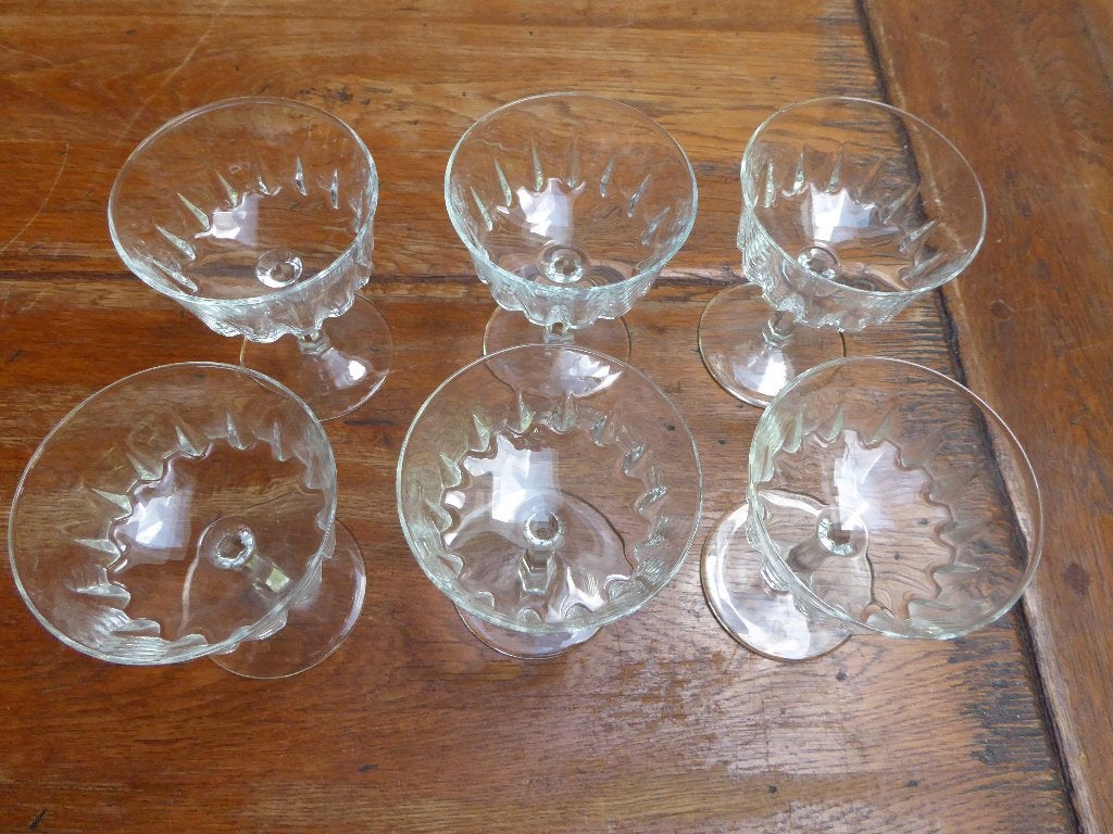 6 vintage kristallen champagnecoupes, Cristal d’arques (2), Antiek en Kunst, Antiek | Glas en Kristal, Ophalen of Verzenden