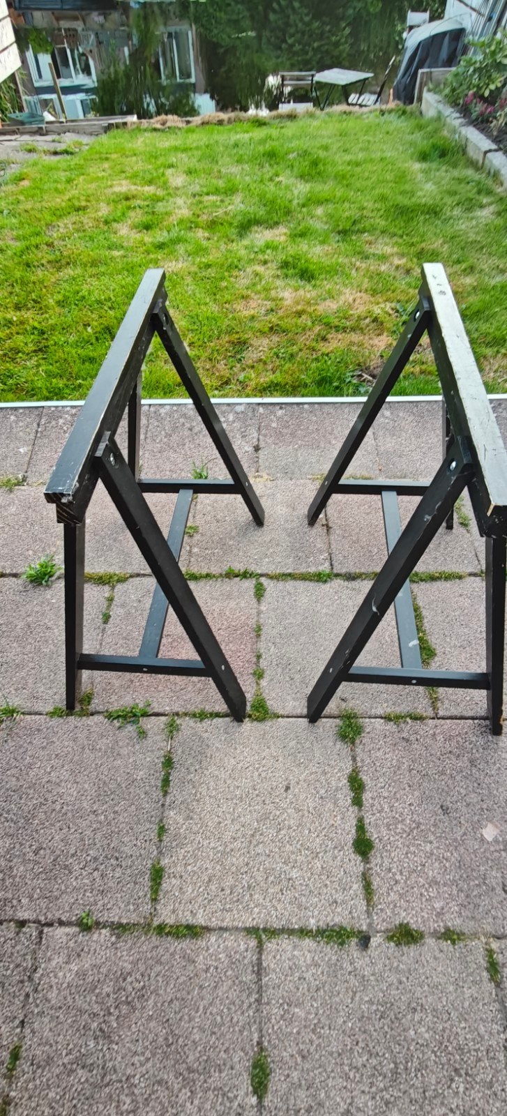 2 houten schragen, Gebruikt, Gereedschap of Toebehoren, Hout, Ophalen