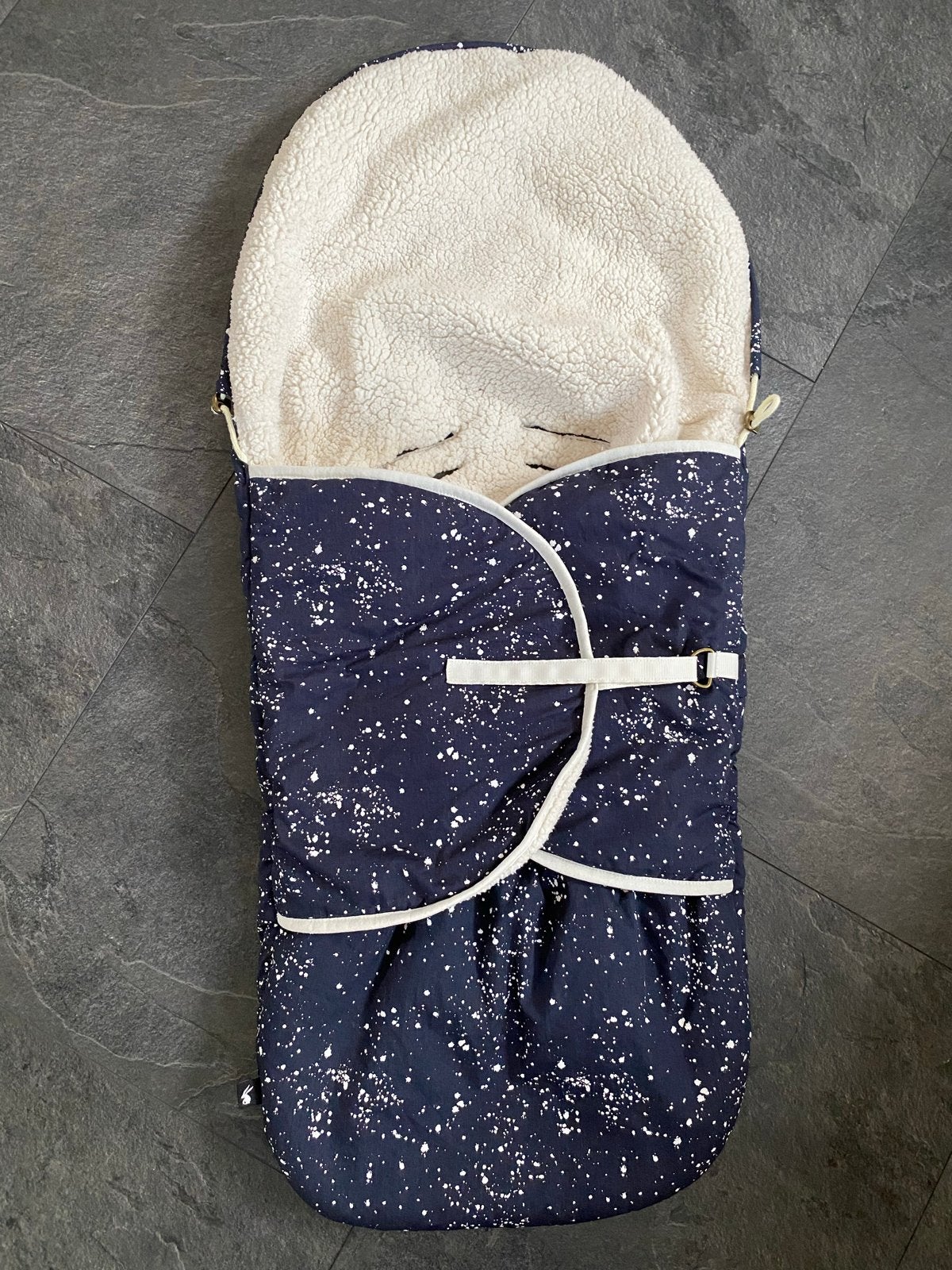 Mies en Co voetenzak met teddy voering, Zo goed als nieuw, Gevoerd, Voetenzak, Blauw