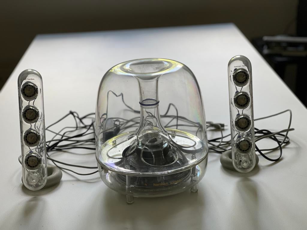 Harman Kardon SoundSticks II 2.1 speakerset - Transparant de, Computers en Software, Pc speakers, Ophalen, Zo goed als nieuw, Audiokanaal 2.1