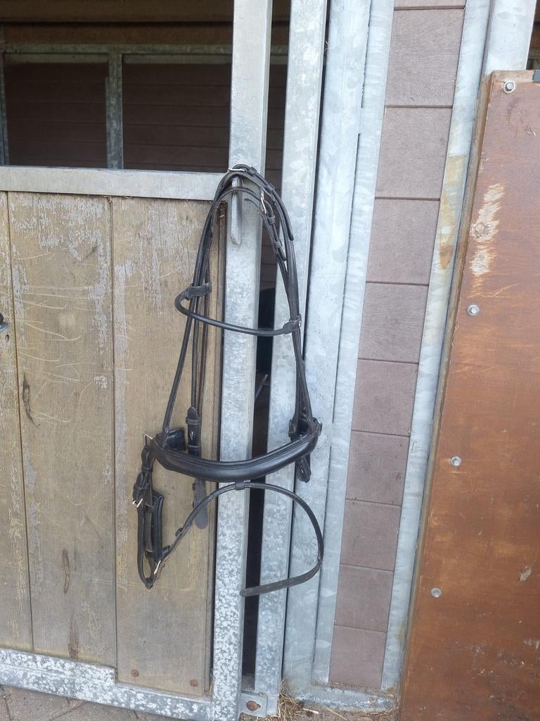 Rondgenaaid hoofdstel, maat cob, zwart leer, Dieren en Toebehoren, Paarden en Pony's | Hoofdstellen en Tuigage, Ophalen of Verzenden