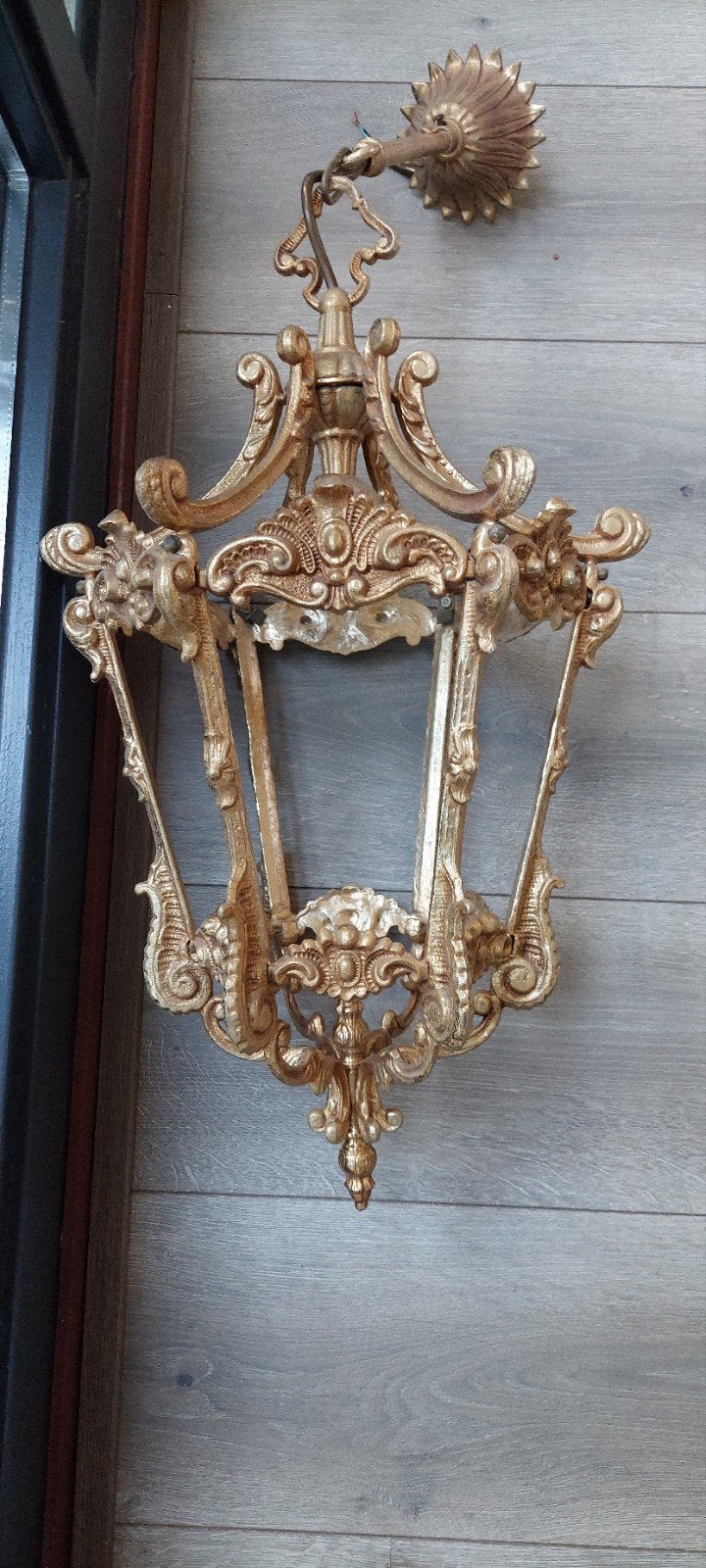 Te koop mooie bronzen lamp, Ophalen of Verzenden, Rechthoekig