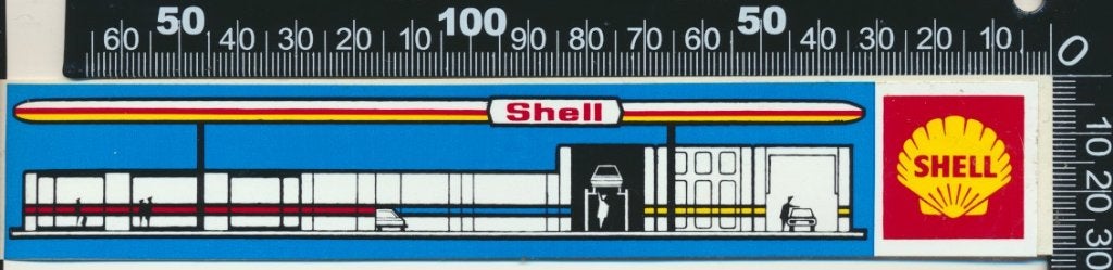 Sticker: Shell - Tankstation, Ophalen of Verzenden, Zo goed als nieuw, Auto of Motor