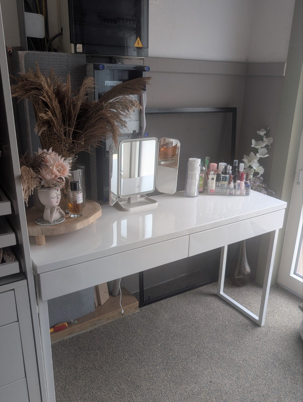 kaptafel met 2 lades, Ophalen, 100 tot 150 cm, Metaal of Aluminium, Zo goed als nieuw
