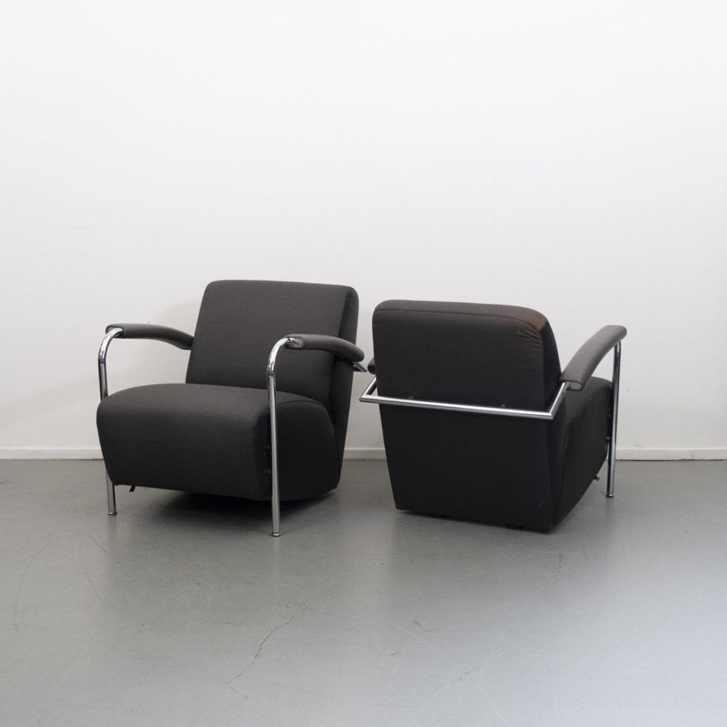 Leolux Scylla Laag Fauteuil Antraciet/Grijs Stof, Niet ingevuld, Zo goed als nieuw, Niet ingevuld, Niet ingevuld