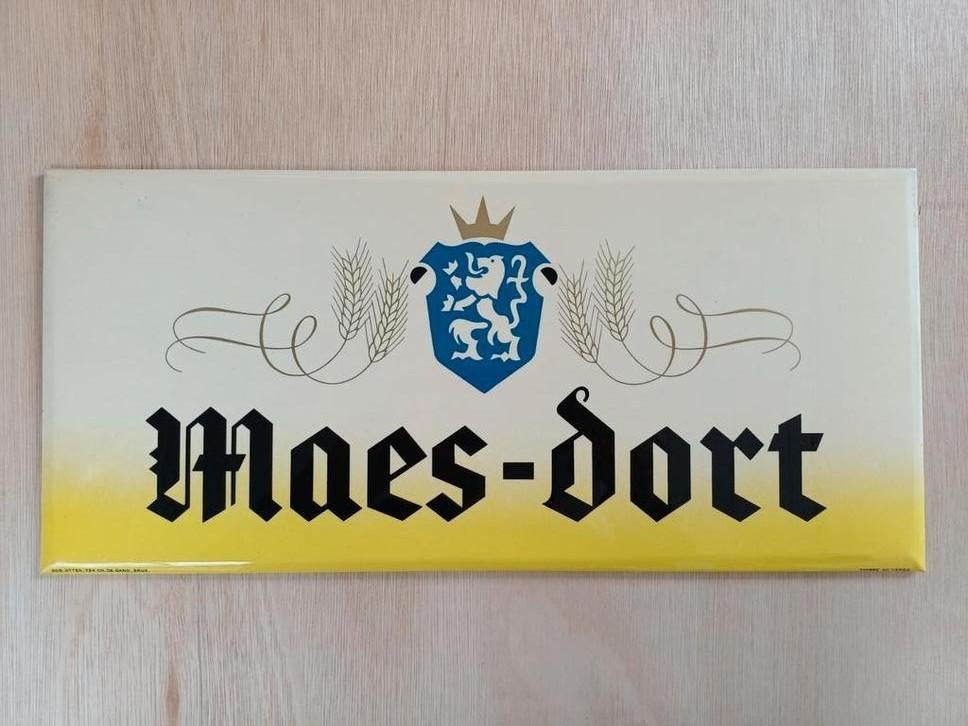Maes Dort Bier Vintage Glacoide Reclamebord 1958, Verzamelen, Ophalen, Gebruikt, Reclamebord, Plaat of Schild, Overige merken