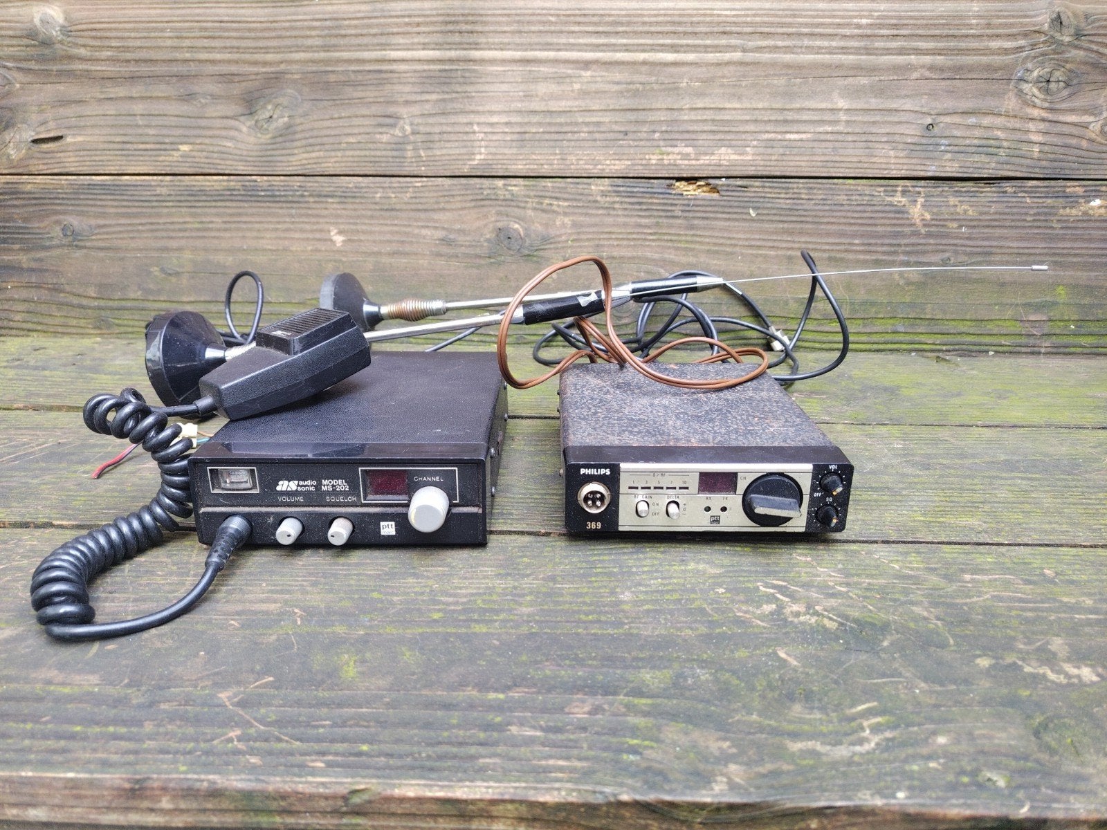 Vintage CB Radio Set: AS Audio Sonic MS-202 & Philips 369, Ophalen of Verzenden, Gebruikt, Zender en Ontvanger