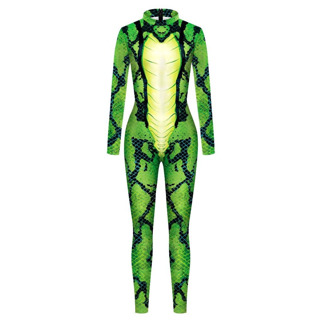Dames catsuit 24 / bodysuit groen slangen jumpsuit festival, Verzenden, Maat 46/48 (XL) of groter, Nieuw, Overige thema's