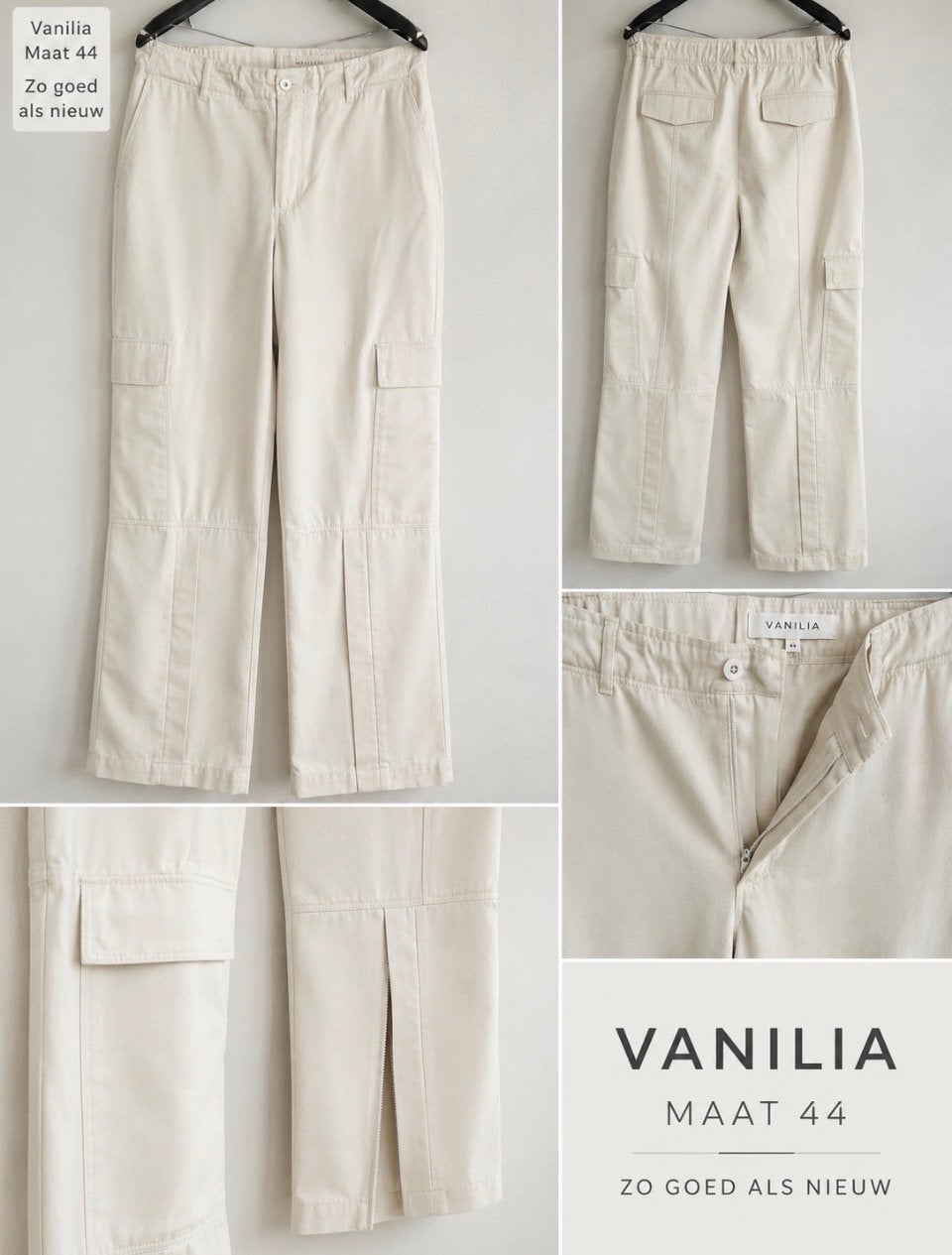 Vanilia cargo Broek Maat 44, Beige, Maat 42/44 (L), Ophalen of Verzenden, Zo goed als nieuw