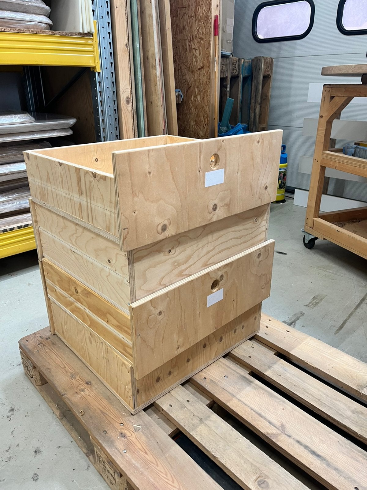 Houten laden lades van underlayment multiplex 4 stuks, Ophalen, Zo goed als nieuw, Krat, Minder dan 35 cm