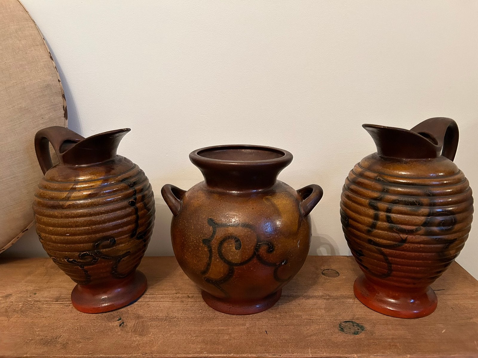 Set van 3 vintage aardewerken vazen/kannen, Antiek en Kunst, Ophalen of Verzenden