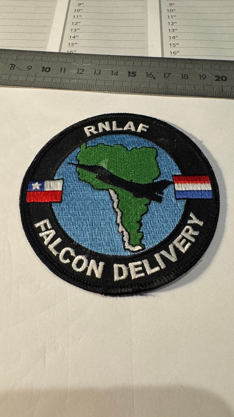 Patch f-16 klu falcon delivery chili, Ophalen of Verzenden, Zo goed als nieuw, Patch, Badge of Embleem