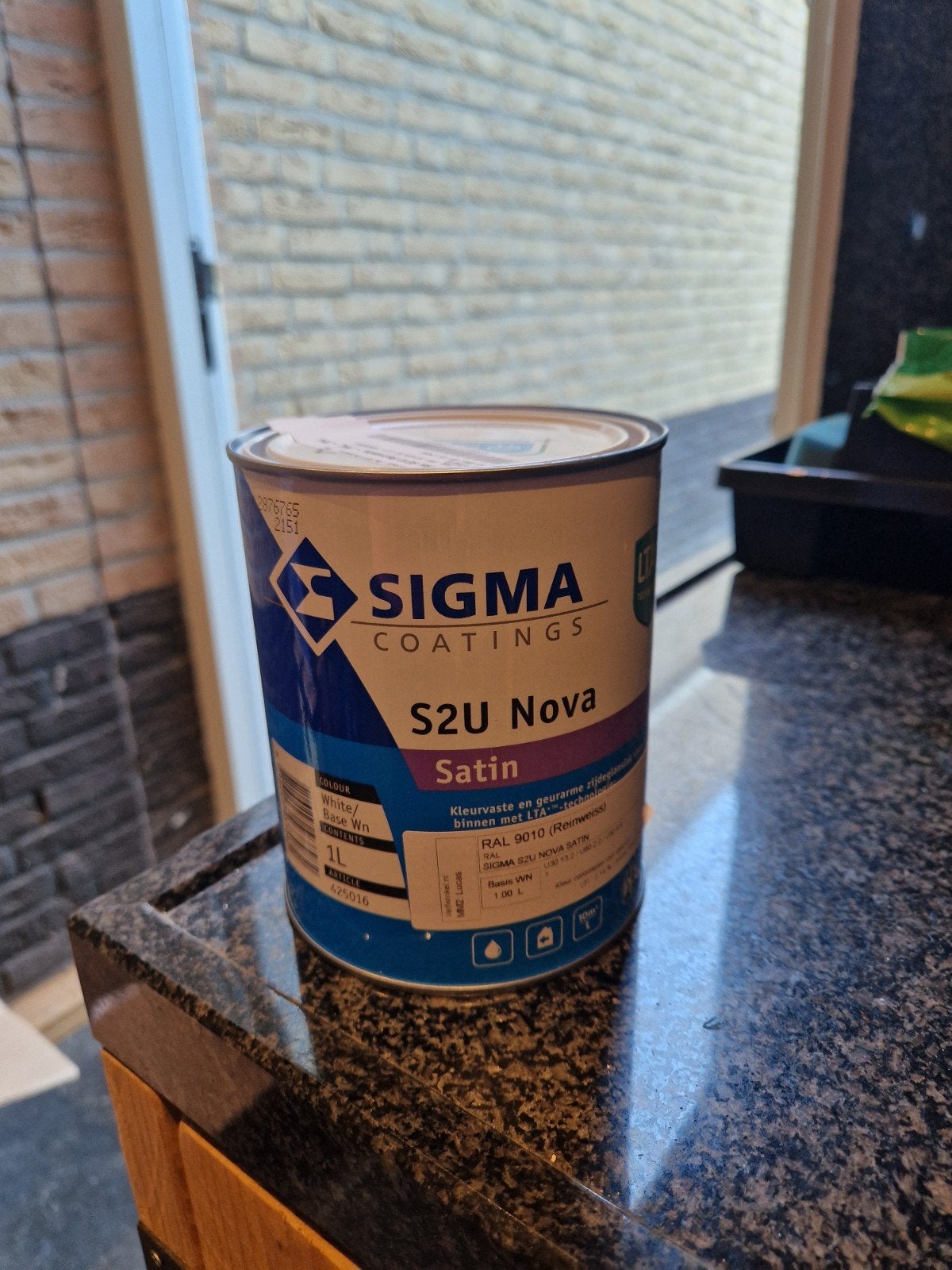 Sigma S2U Nova Satin Lak RAL 9010 (1L), Verzenden, Wit, Nieuw, Lak