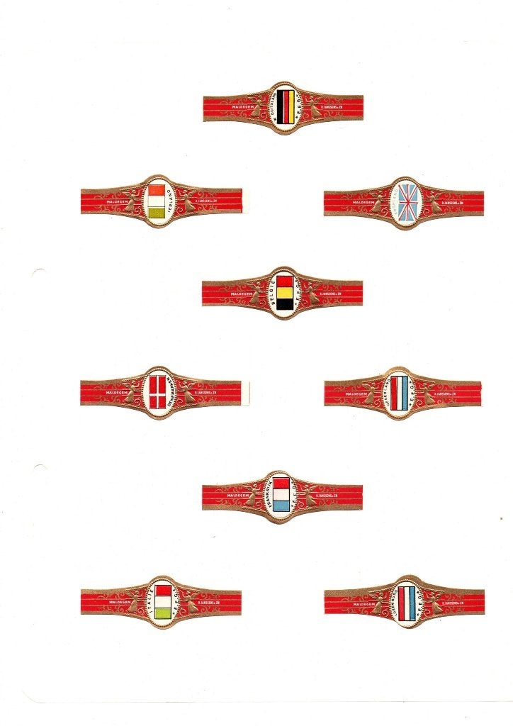 SIGARENBANDEN R JANSSENS E E G LANDEN VLAGGEN, Ophalen of Verzenden, Nieuw, Sigarenbandjes