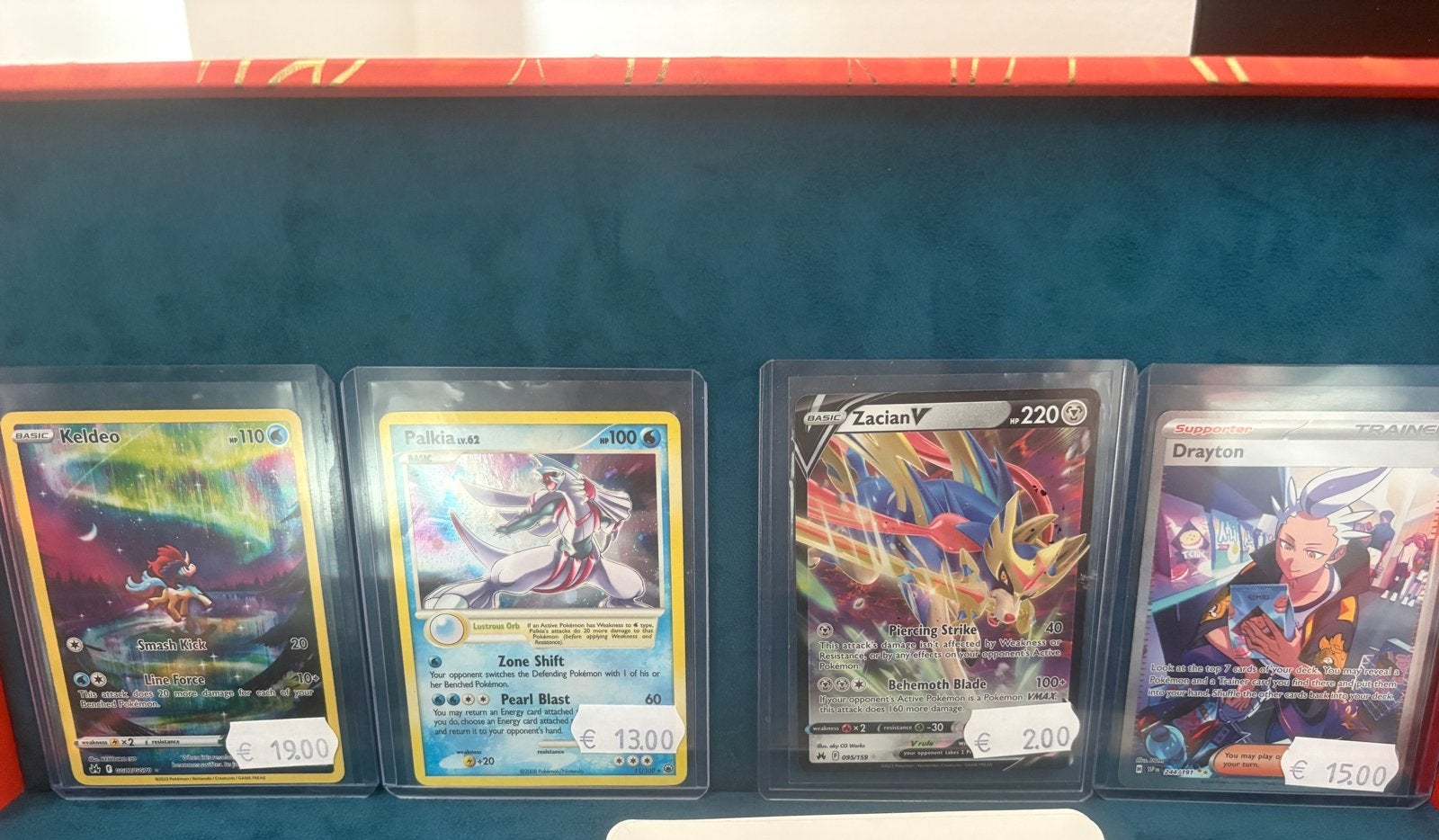 Pokémon Kaarten: Keldeo, Palkia, Zacian V, Drayton, Ophalen of Verzenden, Zo goed als nieuw, Meerdere kaarten